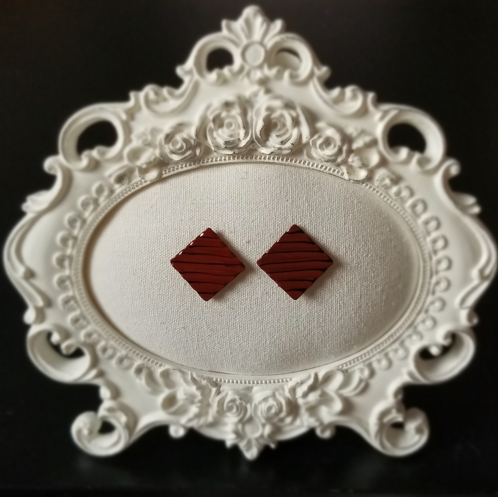 Red Corrugated Metal Earrings